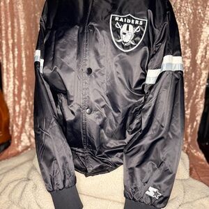 STARTER Black and Gray Raiders Varsity Jacket
